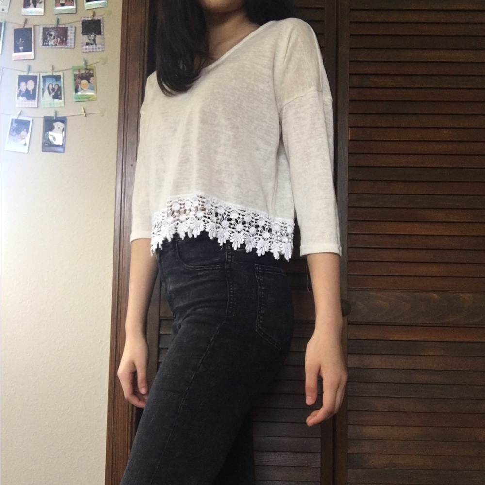 White blouse with lace